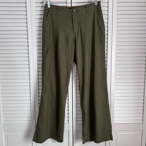 Kut Linen Blend Wide Leg Relaxed Fit Pants Full Length in Forest Green Size 6